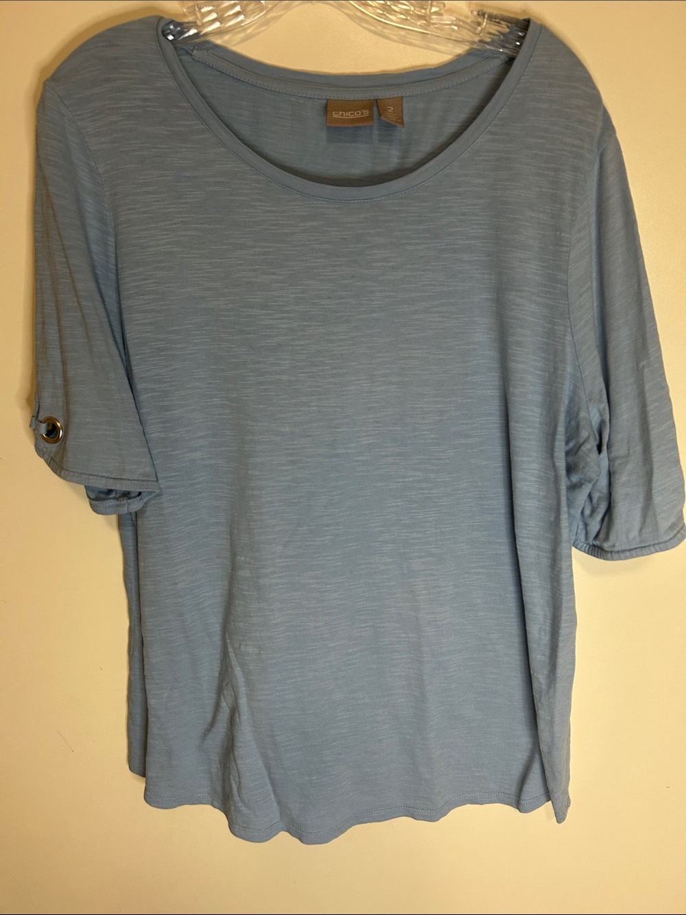 Chico's Soft Sky Blue Short Sleeve Top